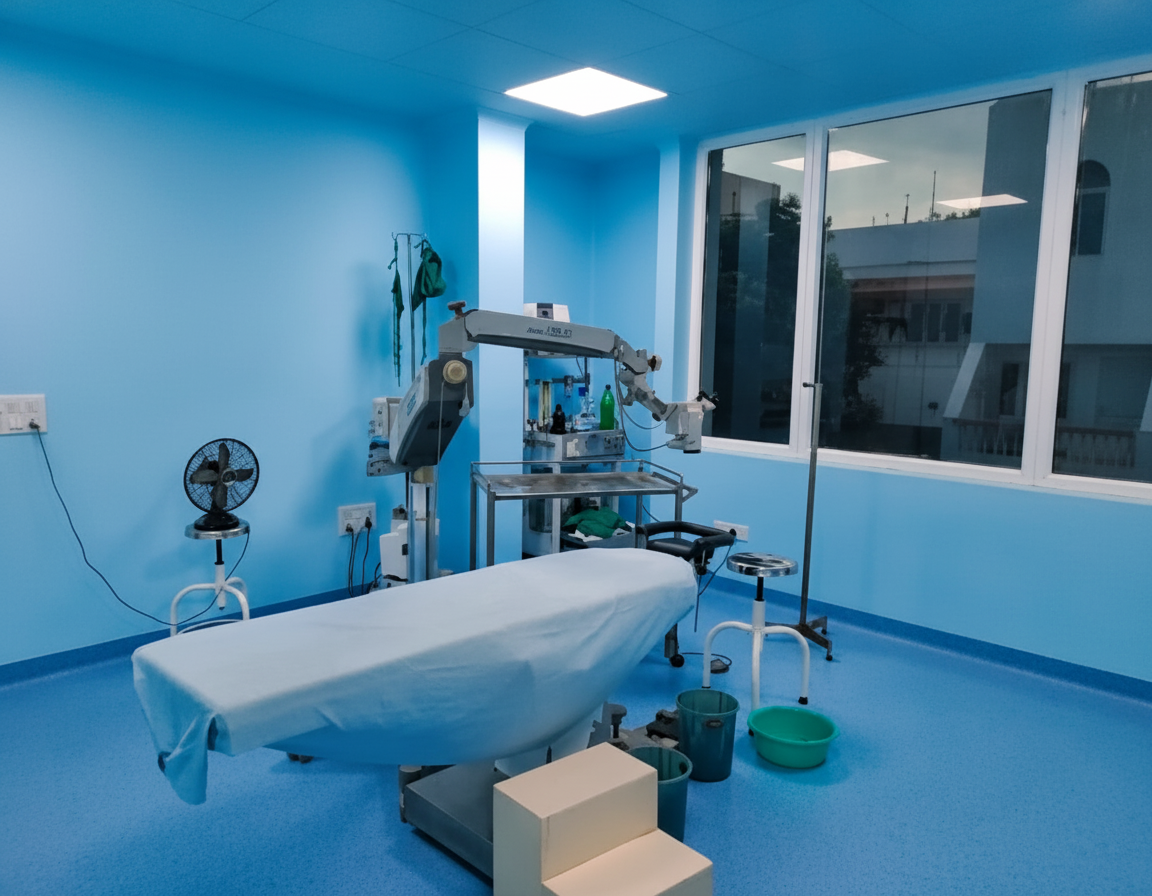 Operation theatre with surgical equipment